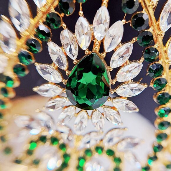 Victorian Gold Jewelry, Princess Crown, Goddess Jewelry, Green Crystal Tiara main image 9